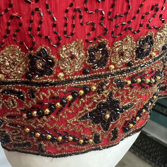 Lawrence Kazar New York Vintage Heavy Beaded Blazer Jacket 100% Silk XL Formal - Picture 11 of 16